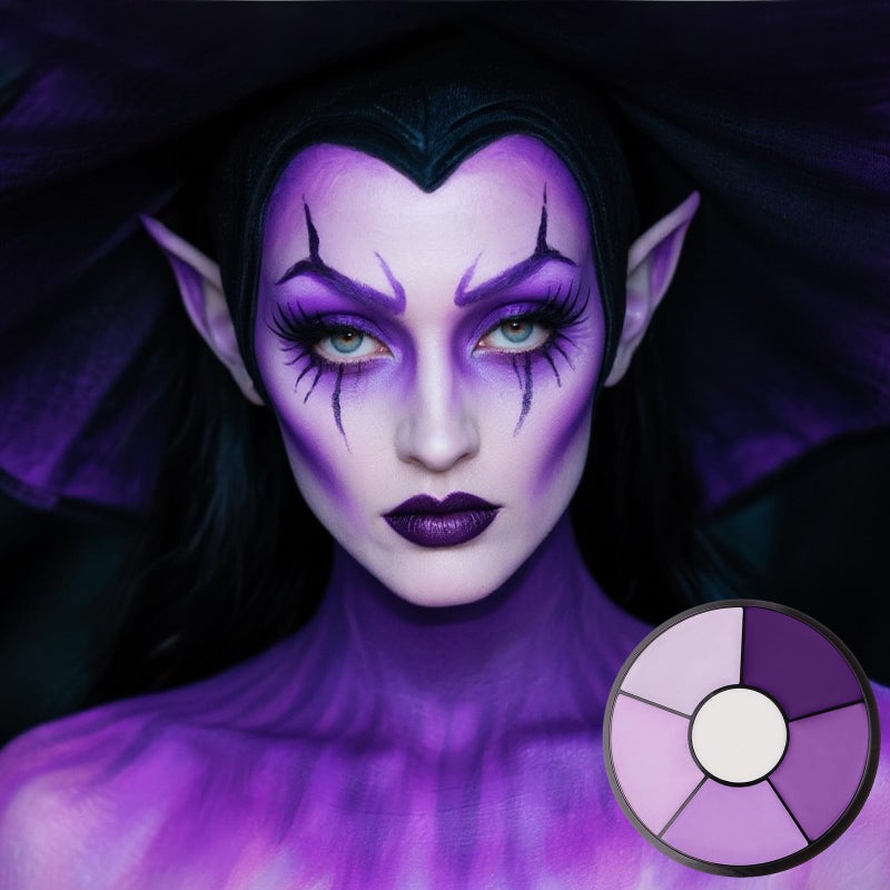 PASNOWFU Purple Face Body Paint, Professional 6 Colors Body Paint SFX Makeup Palette, Cream Water Based Purple Face Paint for Adults SFX Cosplay Halloween Stoker Zombie Monster Ursula Costume Party - Image 3